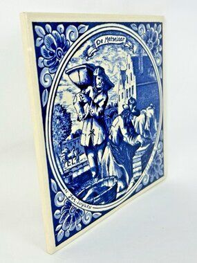 Delft Blue Handpainted Tile Metselaar Mason Made in Holland Delft Blauw